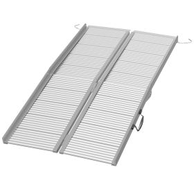Aluminum Wheelchair Ramp, 5ft, Foldable, Textured for Safety, Silver, for Steps, Doorways