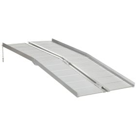 6ft Folding Wheelchair Ramp Portable Aluminum Easy Access Silver for Stairs Doorways
