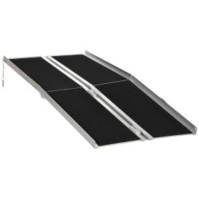 6ft Aluminum Mobility Ramp, Anti-Slip, Easy Folding for Quick Access, Steps, Doorways, Black