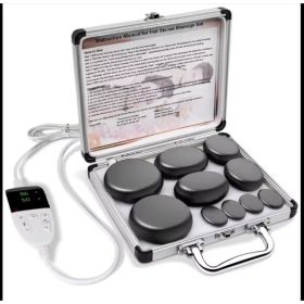 Professional Hot Stone Massage Kit With Digital Temperature Control Heater (Option: White)