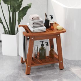 HIPS Shower Bench Seat with Handle Shower Head (Color: Brown)