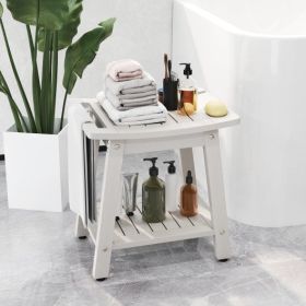 HIPS Shower Bench Seat with Handle Shower Head (Color: White)