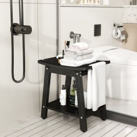HIPS Shower Bench Seat with Handle Shower Head (Color: Black)