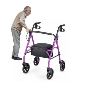 Folding Rollator Walker with Seat for Seniors (Type: Rollator, Color: Purple)
