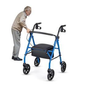 Folding Rollator Walker with Seat for Seniors (Type: Rollator, Color: Blue)