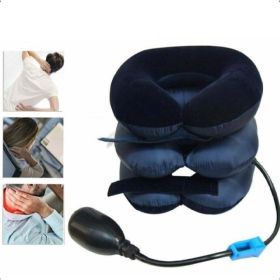 Cervical Neck Traction Device Collar Brace Support Pain Relief Stretcher Therapy (Option: Blue)