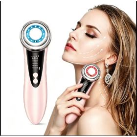 RF Microcurrent Face Lifting Device Anti-Aging LED Light Therapy Massager (Option: Pink)